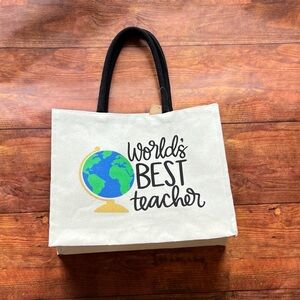Eccolo World's Best Teacher Tote Bag - White and Black